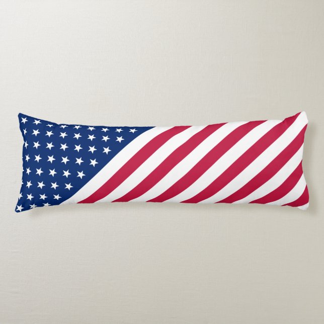 USA Red Blue White Stars Stripes Flag Patriotic Body Pillow (Front)