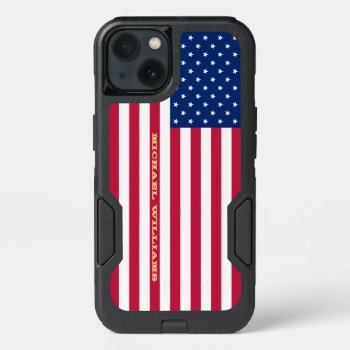 Usa Red Blue White Stripes Stars Monogrammed Tough Iphone 13 Case by iCoolCreate at Zazzle