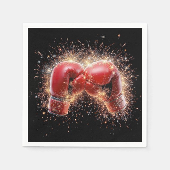 USA Red Boxing Gloves In Fireworks Napkins (Front)