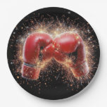 USA Red Boxing Gloves In Fireworks Paper Plates