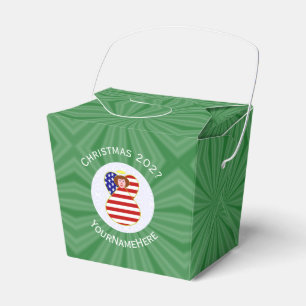 USA Red Hair Angel Christmas Flag Personalized Favor Boxes