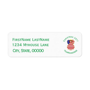 USA Red Hair Angel Christmas Flag Personalized Label