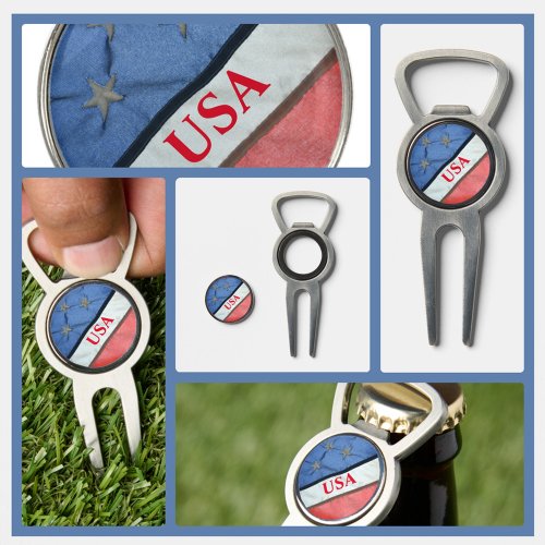 USA Red White and Blue American Flag Divot Tool