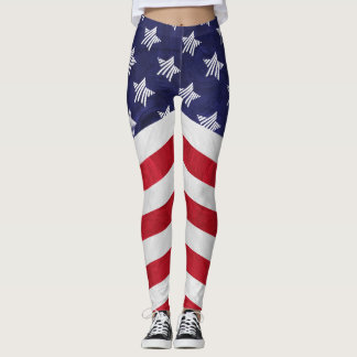 USA red white and blue American flag Leggings