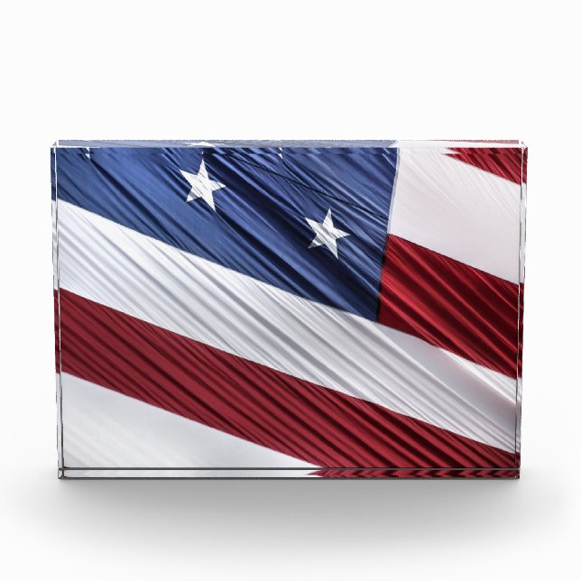 USA Red, White and Blue American Patriotic Flag Acrylic Award (Front)