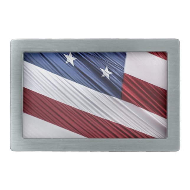USA Red, White and Blue American Patriotic Flag Belt Buckle (Front)