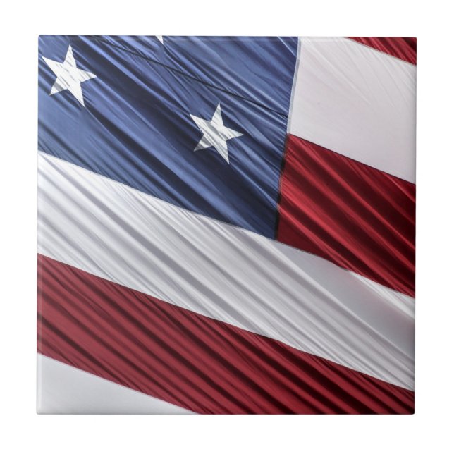 USA Red, White and Blue American Patriotic Flag Ceramic Tile (Front)