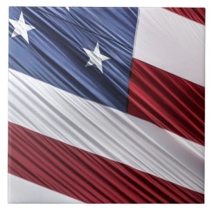 USA Red, White and Blue American Patriotic Flag Ceramic Tile