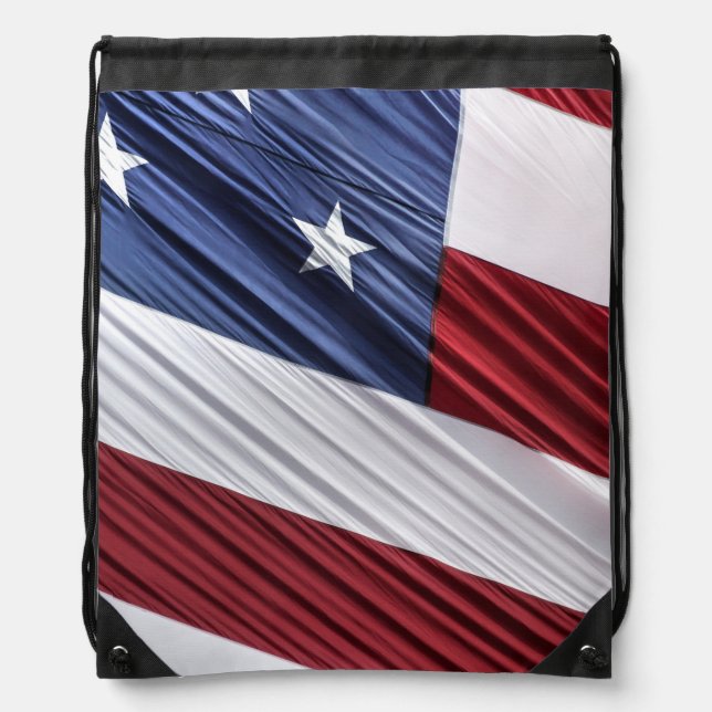 USA Red, White and Blue American Patriotic Flag Drawstring Bag (Front)