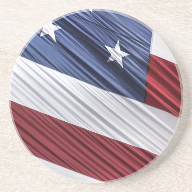 USA Red, White and Blue American Patriotic Flag Drink Coaster (Front)