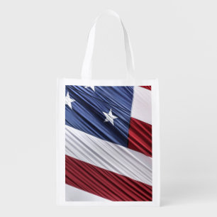 USA Red, White and Blue American Patriotic Flag Grocery Bag