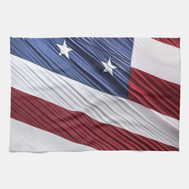 USA Red, White and Blue American Patriotic Flag Kitchen Towel (Horizontal)
