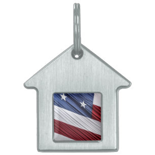 USA Red, White and Blue American Patriotic Flag Pet Tag