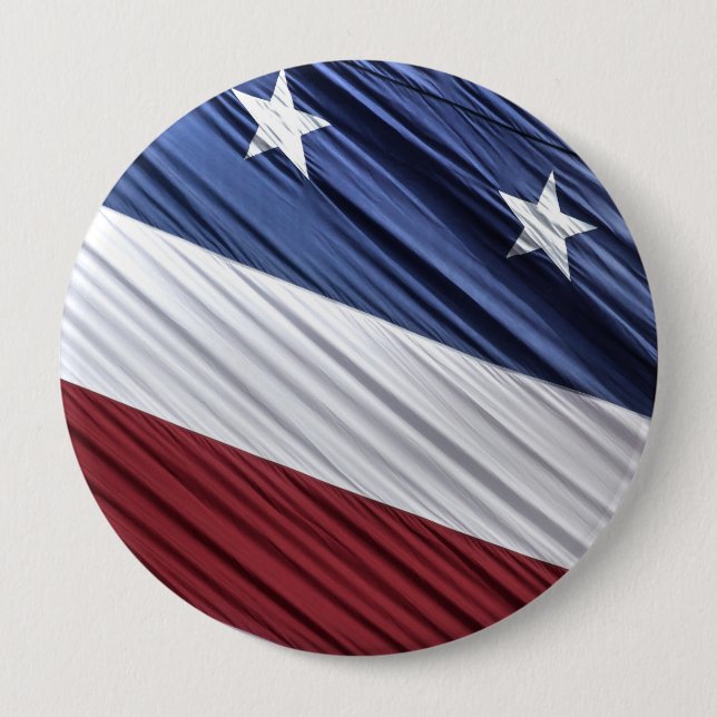 USA Red, White and Blue American Patriotic Flag Pinback Button (Front)