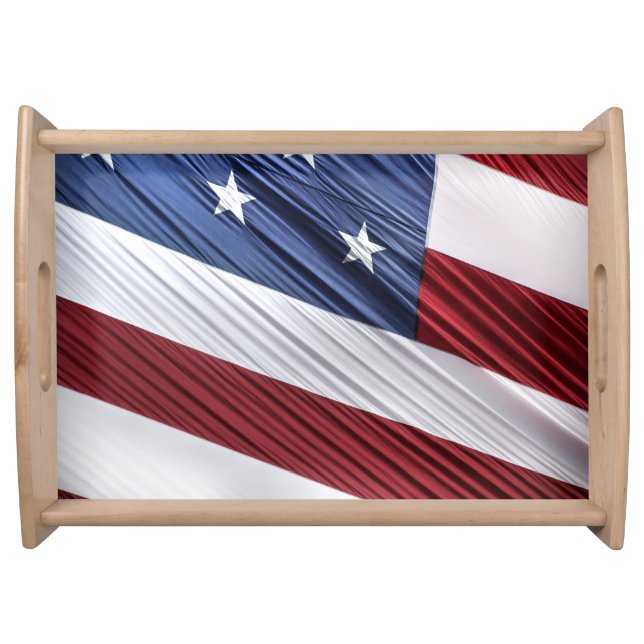 USA Red, White and Blue American Patriotic Flag Serving Tray (Front)