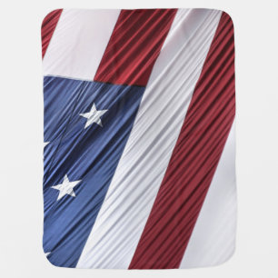 USA Red, White and Blue American Patriotic Flag Stroller Blanket