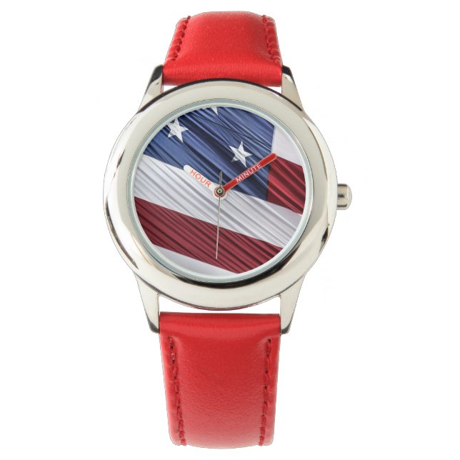 USA Red, White and Blue American Patriotic Flag Watch (Front)