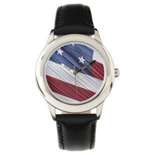 USA Red White and Blue American Patriotic Flag Watch