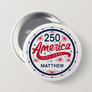 USA Red White and Blue America's 250th Anniversary Button