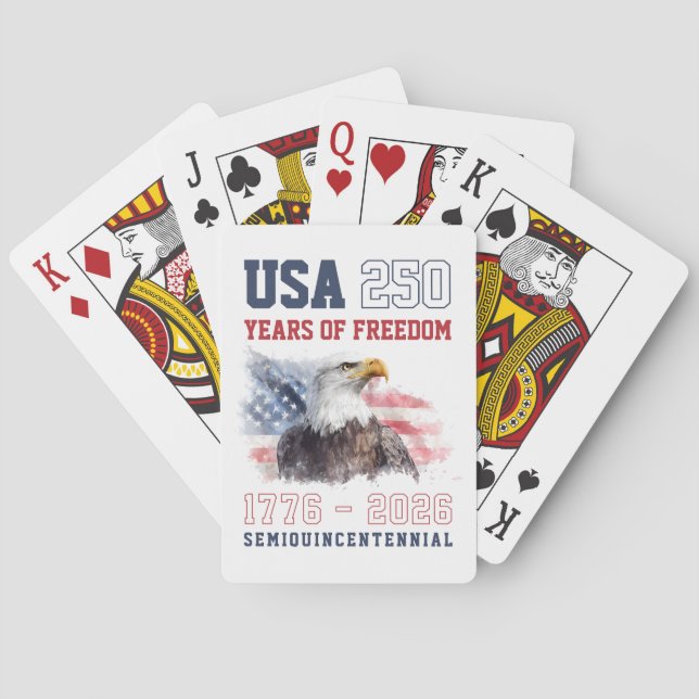 USA Red White and Blue America's 250th Anniversary Poker Cards (Back)