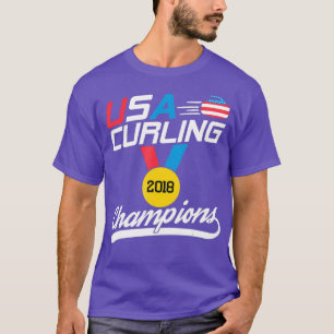 USA Red White and Blue Curling T 2018 Champion T-Shirt