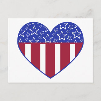USA Red White and Blue Heart Postcard