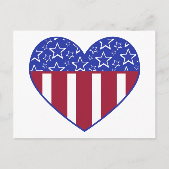 USA Red White and Blue Heart Postcard (Front)