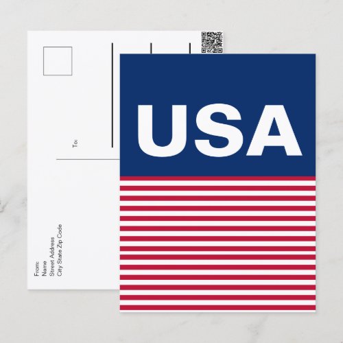 USA Red White and Blue Patriotic Double-sided Postcard