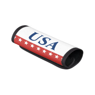 USA Red White and Blue Stars Patriotic Luggage Handle Wrap