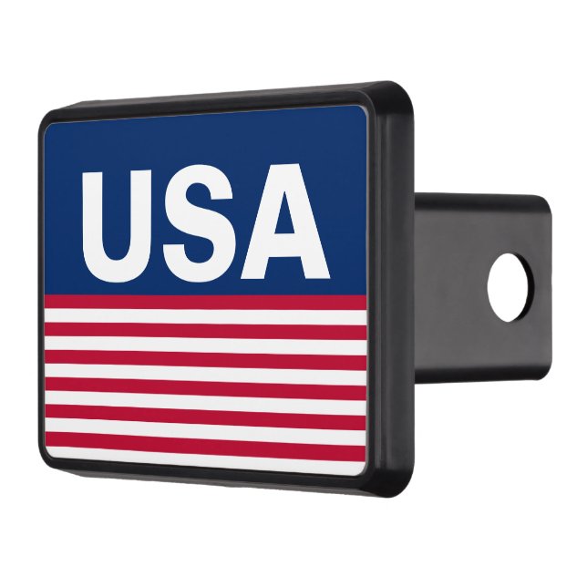 USA Red White and Blue Stripes Traditional Hitch Cover (Left)