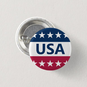 USA Red White and Blue with Stars Button