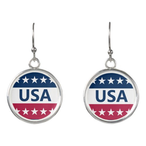 USA Red White and Blue with Stars Earrings