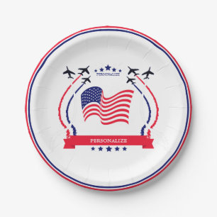 USA Red White & Blue Any Occasion Party Supplies Paper Plates