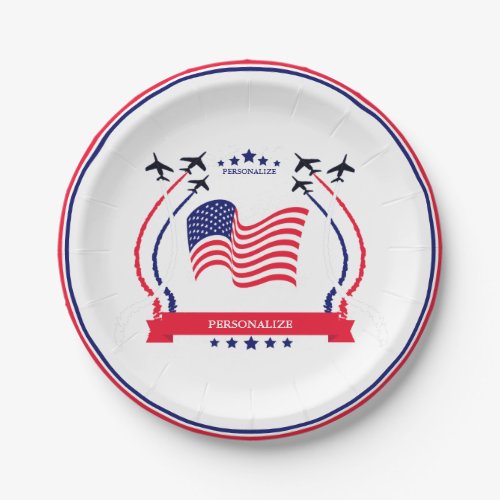 USA Red White  Blue Any Occasion Party Supplies Paper Plates