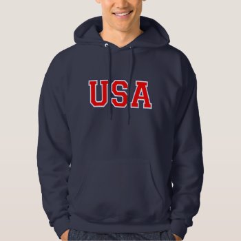 Usa Red White & Blue Hooded Sweatshirt by zarenmusic at Zazzle