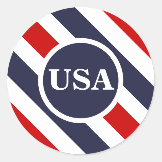 USA Red White Blue Round Stickers