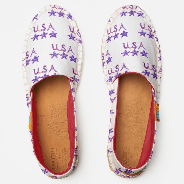 USA Red White Blue Stars Espadrilles (Front)