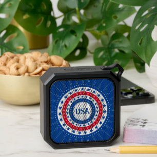 USA Red, White, Blue Stars Initials or Monogram Bluetooth Speaker
