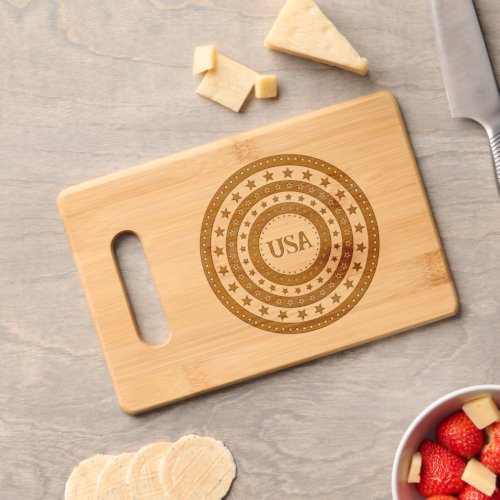 USA Red White Blue Stars Initials or Monogram Cutting Board