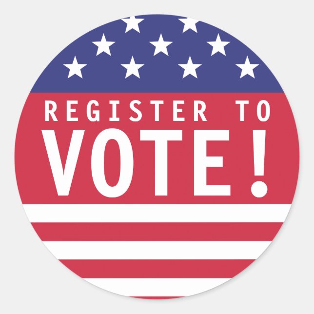 USA Register to Vote Classic Round Sticker (Front)