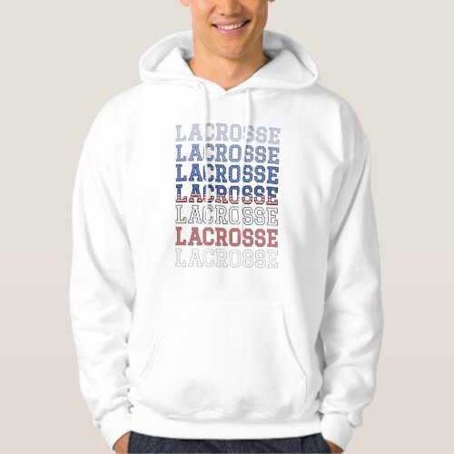 USA Repeating Text _ Lacrosse USA American Flag Hoodie