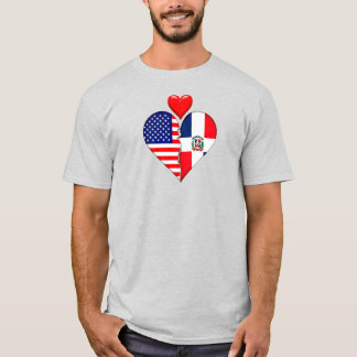 USA Republica Dominicana Heart flags Hispanic T-Shirt