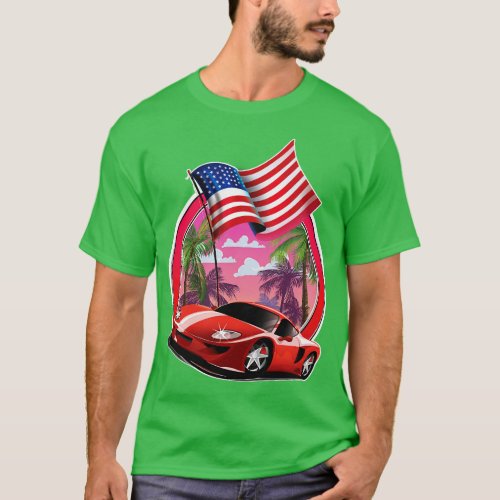 USA retro red sports car T_Shirt