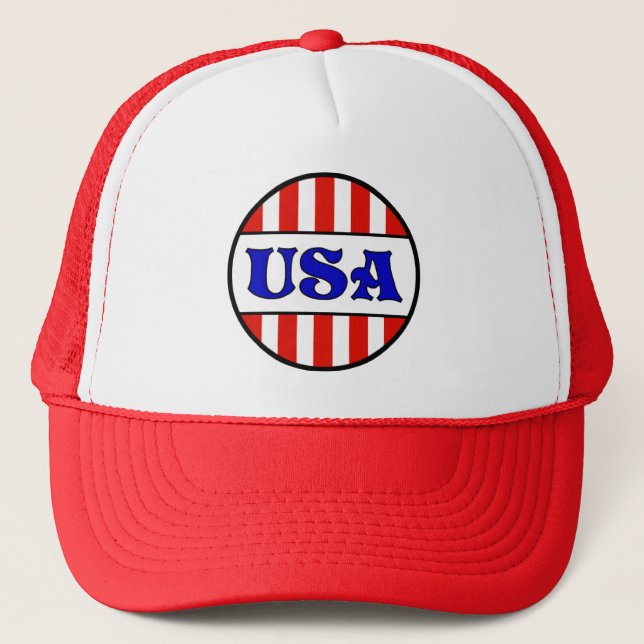 USA Retro Style T-Shirt Trucker Hat (Front)