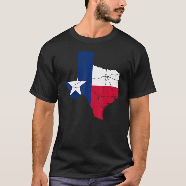 Usa Retro Texas Flag Google Map America Men Women  T-Shirt (Front)