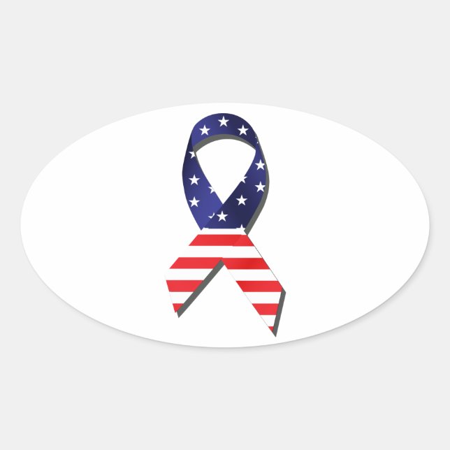 USA Ribbon Oval Sticker (Front)