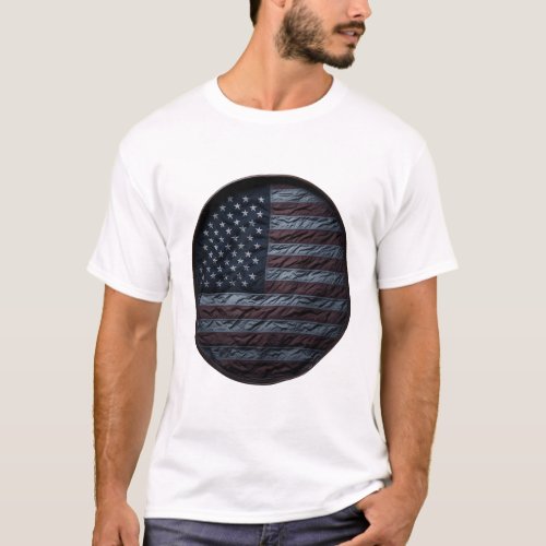 USA Round Flag T_Shirt