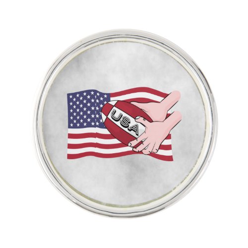 USA Rugby Team Supporters Flag With Ball Lapel Pin