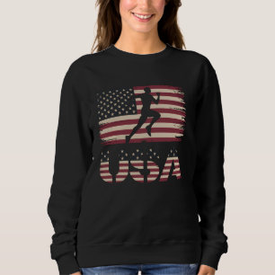 USA Running Gift For Runners American Flag Fourth Sweatshirt