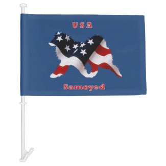 USA Samoyed Car Flag Custom to All Country